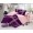 Семейное постельное белье двустороннее сатин однотонное фиолетовое с розовым отворотом