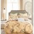 Семейное постельное белье сатиновое двустороннее желтое с красивыми цветами