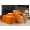 Семейное однотонное постельное белье сатин оранжевое с бежевым