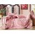 Семейное постельное белье двустороннее из сатина розовое с цветами